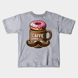 Donut and Coffee with Mustache Mug Kids T-Shirt